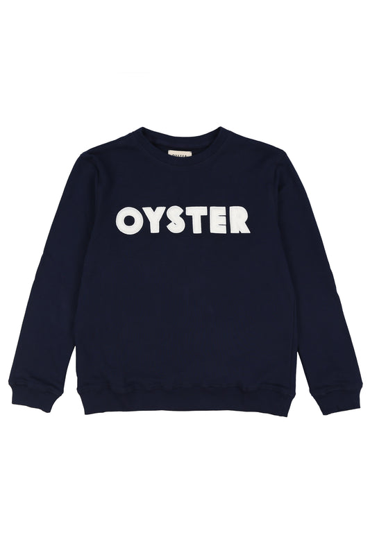 I Oyster logo chenille crewneck sweatshirt ( navy )