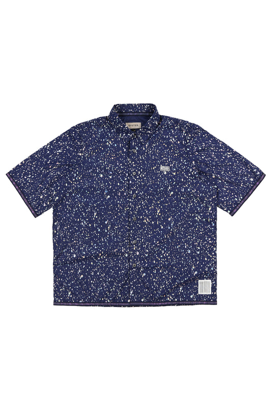 Oyster Pearl Splatter SS Button Up (Navy Iridescent)